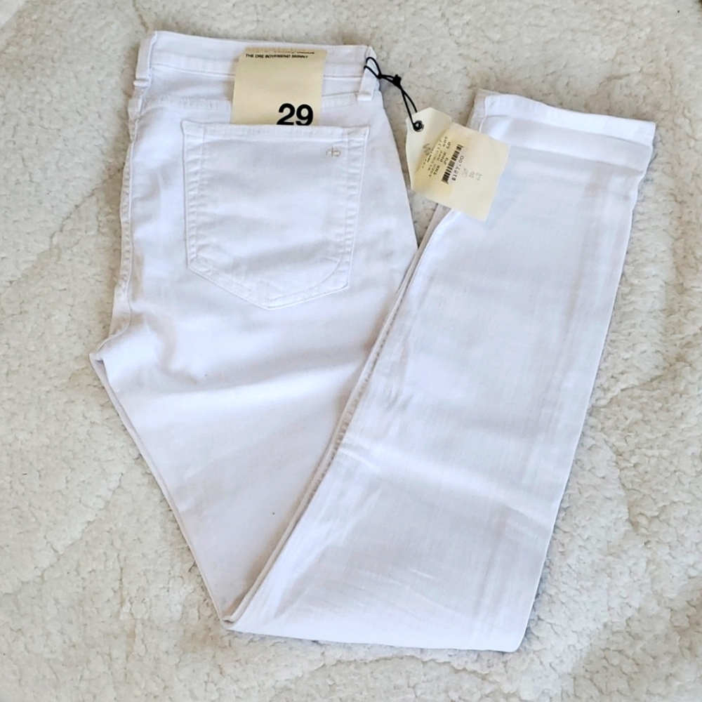 *pls read* Rag & Bone The Dre Boyfriend Skinny Jeans Aged White